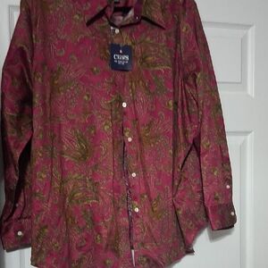 Chaps Women's Maroon Paisley Button-Down Shirt 3X